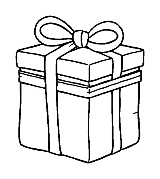 Wrapped Present colouring page — free printable for toddlers
