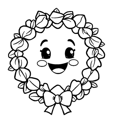 Wreath Colouring Page (Kids, Bold & Easy)