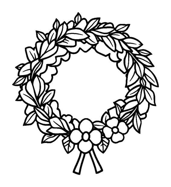 Wreath colouring page — free printable for kids