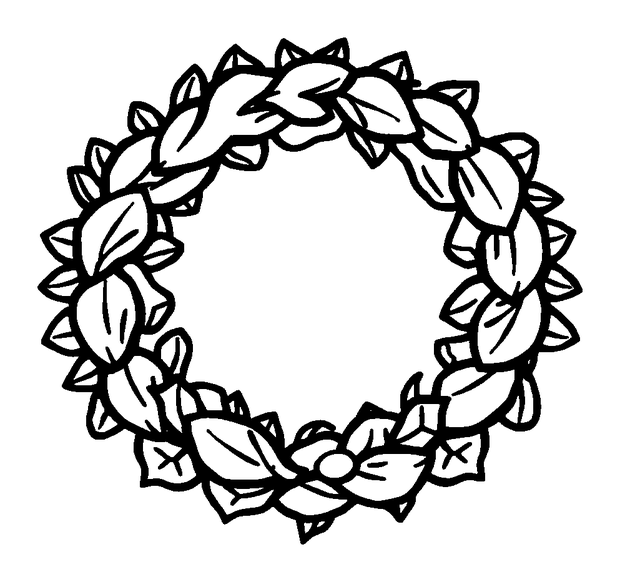 Wreath colouring page — free printable for kids
