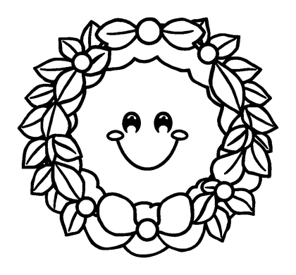 Wreath Colouring Page (Toddler, Bold & Easy)