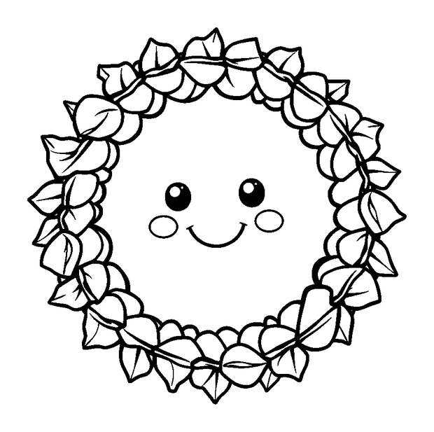 Wreath colouring page — free printable for toddlers