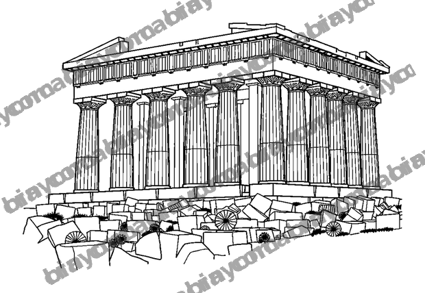 Acropolis colouring page — free printable for teens
