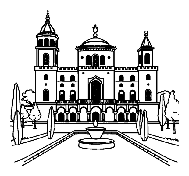 Alhambra Palace colouring page — free printable for kids