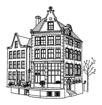 Amsterdam Canal House Colouring Page (Teens, Standard)