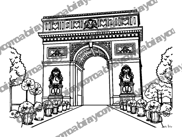 Arc De Triomphe colouring page — free printable for teens