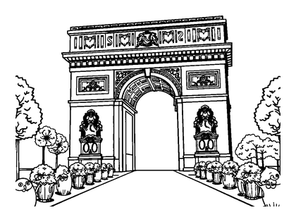 Arc De Triomphe Colouring Page (Teens, Intricate)