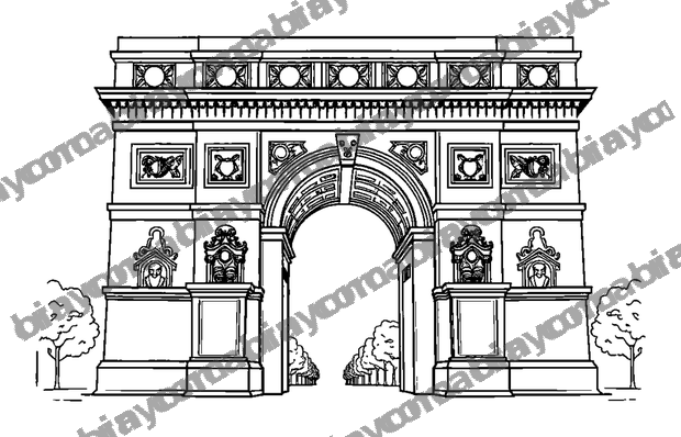 Arc De Triomphe colouring page — free printable for teens