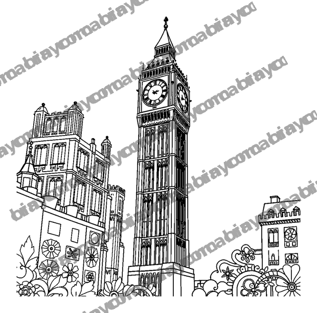 Big Ben colouring page — free printable for teens