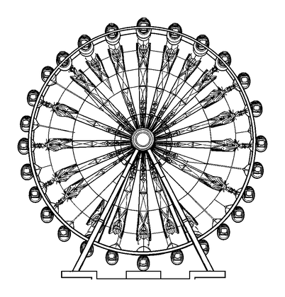 Big Ferris Wheel Colouring Page (Teens, Intricate)