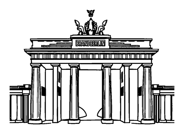 Brandenburg Gate colouring page — free printable for kids