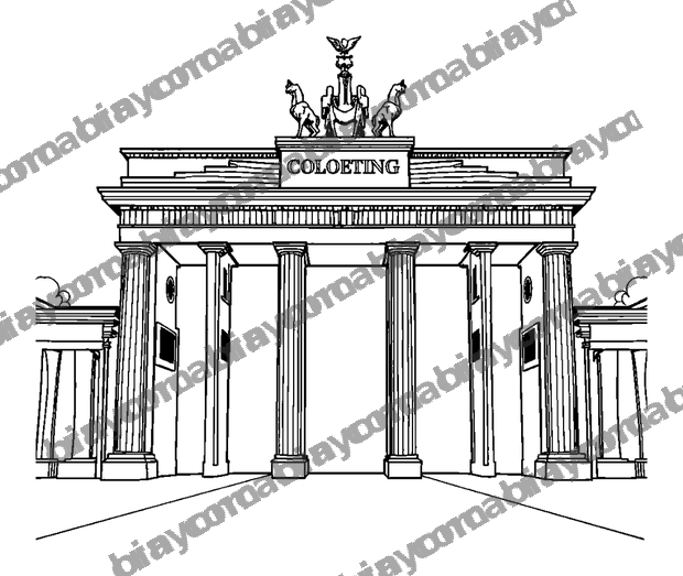 Brandenburg Gate colouring page — free printable for teens