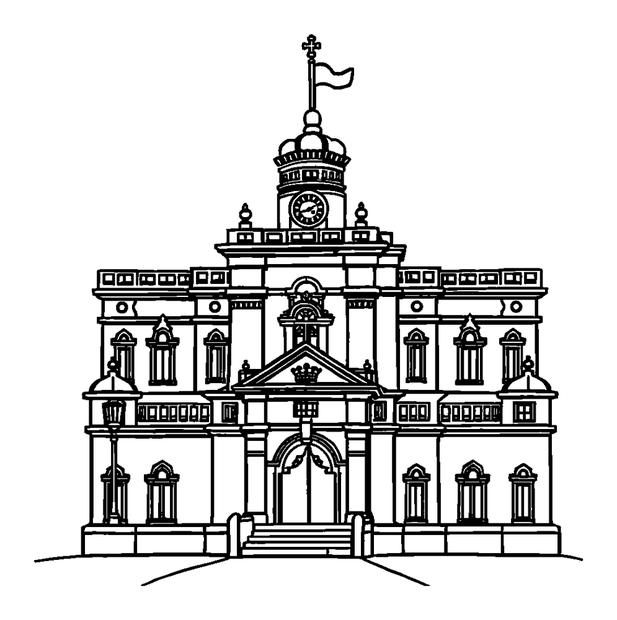Buckingham Palace colouring page — free printable for kids