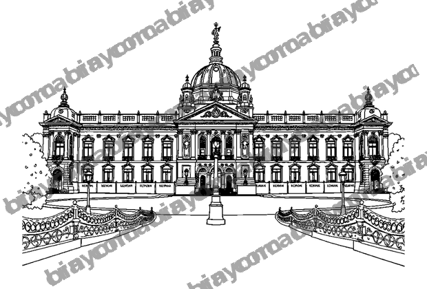 Buckingham Palace colouring page — free printable for teens