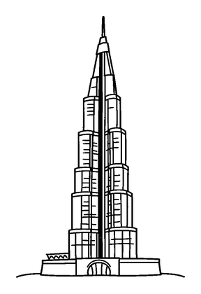 Burj Khalifa Colouring Page (Kids, Standard)