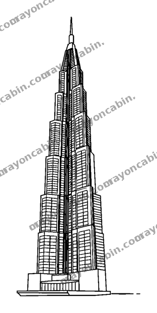 Burj Khalifa colouring page — free printable for teens