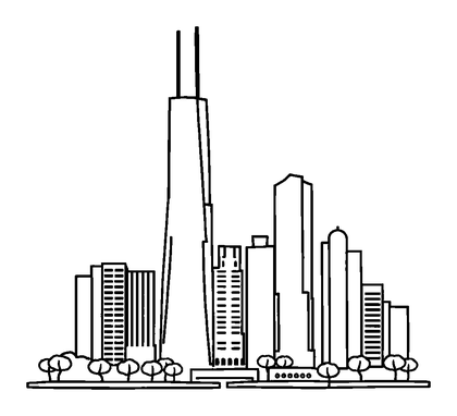 Chicago Skyline Colouring Page (Kids, Standard)