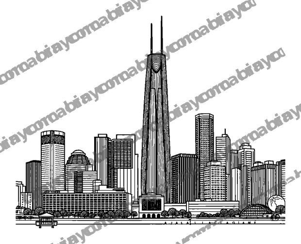 Chicago Skyline colouring page — free printable for teens