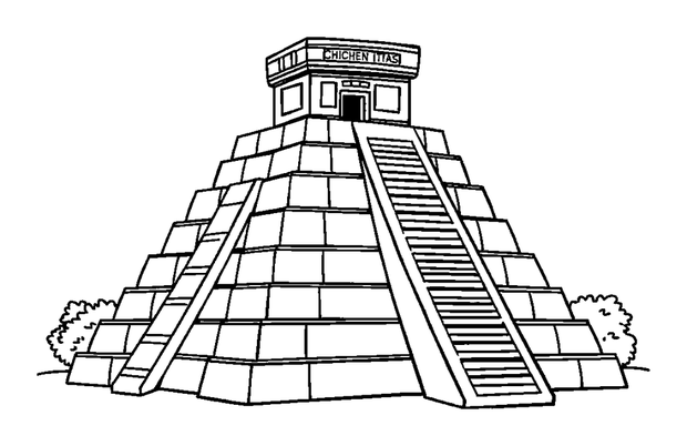 Chichen Itza Temple colouring page — free printable for kids