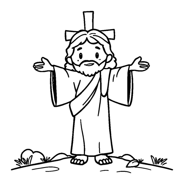 Christ The Redeemer colouring page — free printable for kids