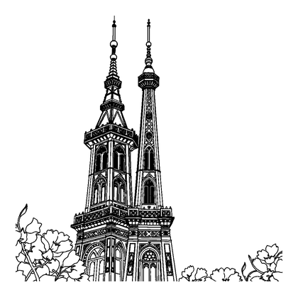 Cn Tower Colouring Page (Teens, Intricate)