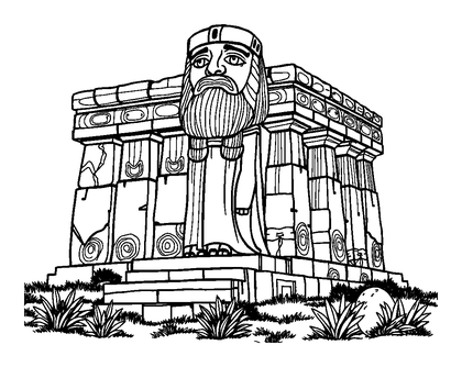 Easter Island Statue Colouring Page (Teens, Intricate)