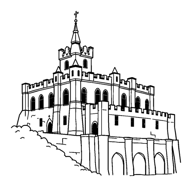 Edinburgh Castle colouring page — free printable for kids