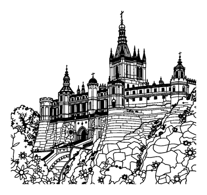 Edinburgh Castle Colouring Page (Teens, Intricate)