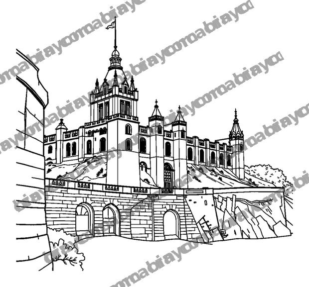 Edinburgh Castle colouring page — free printable for teens