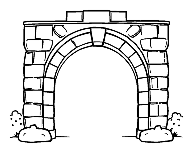 Gateway Arch colouring page — free printable for kids