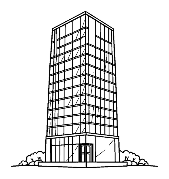 Glass Skyscraper colouring page — free printable for kids