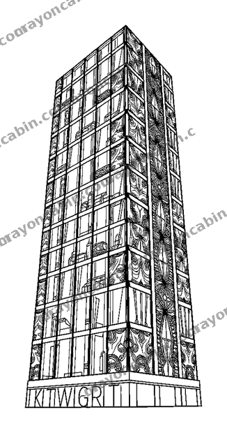 Glass Skyscraper colouring page — free printable for teens