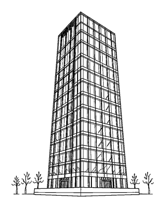 Glass Skyscraper Colouring Page (Teens, Standard)