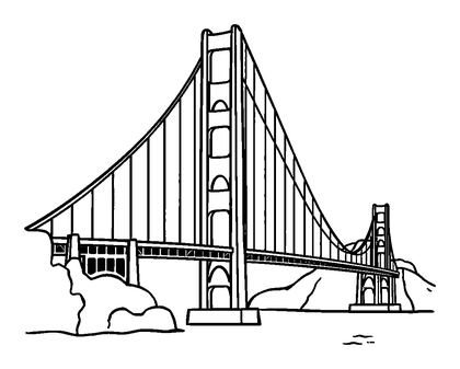 Golden Gate Bridge Colouring Page (Kids, Standard)