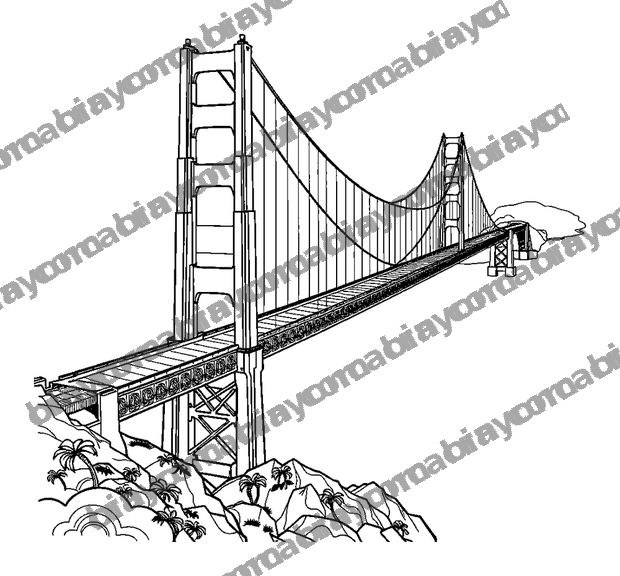 Golden Gate Bridge colouring page — free printable for teens