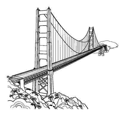 Golden Gate Bridge Colouring Page (Teens, Intricate)