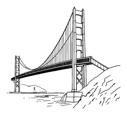Golden Gate Bridge Colouring Page (Teens, Standard)