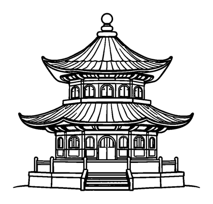 Golden Pagoda Colouring Page (Kids, Standard)