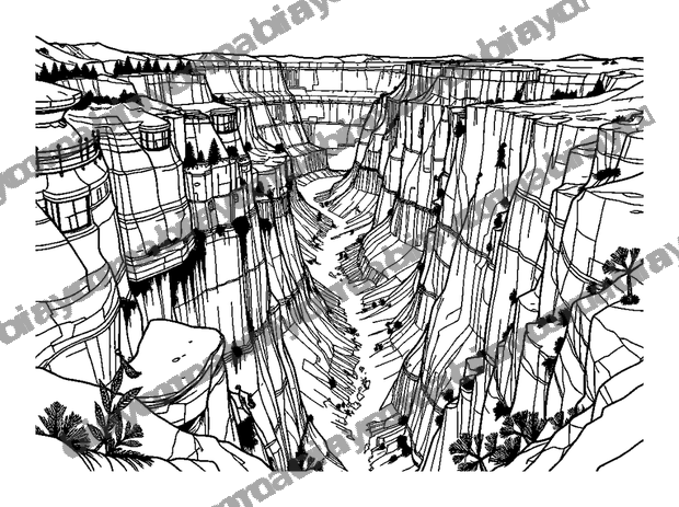 Grand Canyon colouring page — free printable for teens