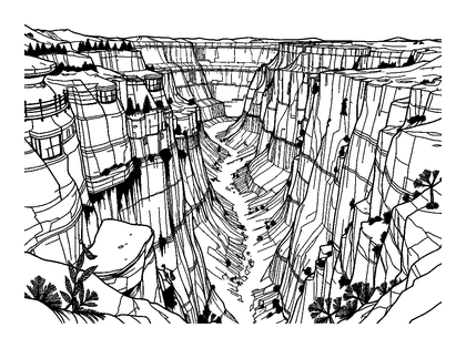 Grand Canyon Colouring Page (Teens, Intricate)