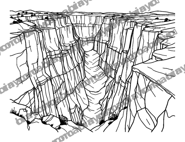 Grand Canyon colouring page — free printable for teens
