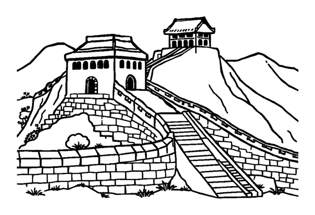 Great Wall Of China colouring page — free printable for kids
