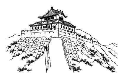 Great Wall Of China Colouring Page (Teens, Intricate)