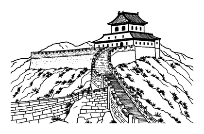 Great Wall Of China Colouring Page (Teens, Standard)