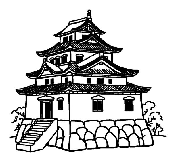 Himeji Castle colouring page — free printable for kids