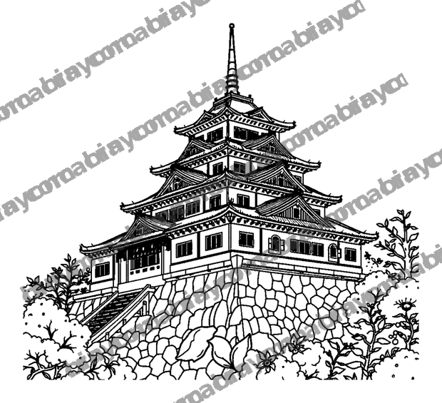 Himeji Castle colouring page — free printable for teens