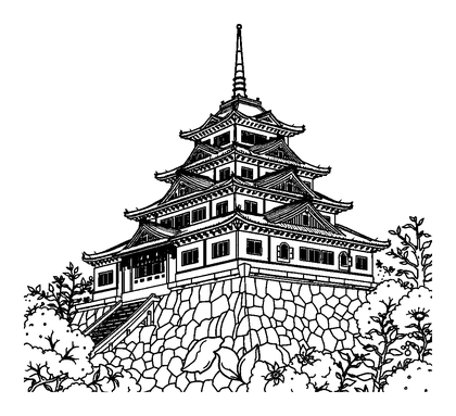 Himeji Castle Colouring Page (Teens, Intricate)