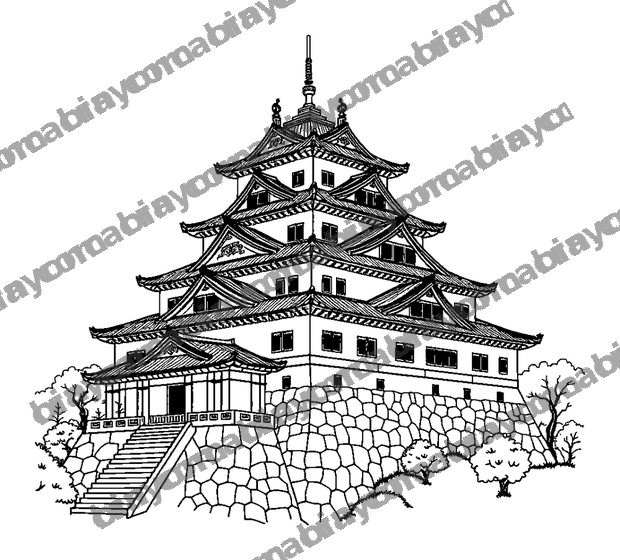 Himeji Castle colouring page — free printable for teens