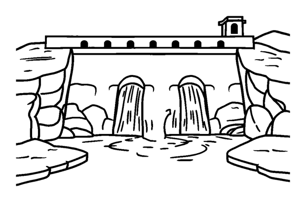 Hoover Dam colouring page — free printable for kids