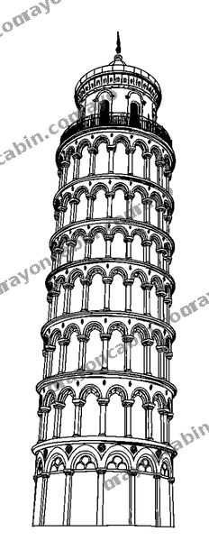 Leaning Tower Of Pisa colouring page — free printable for teens